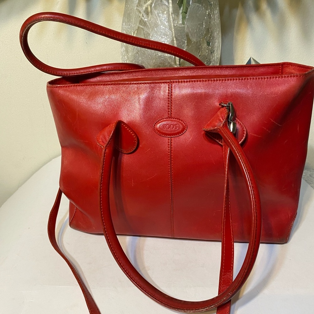 Tod's Vibrant Red Leather Tote